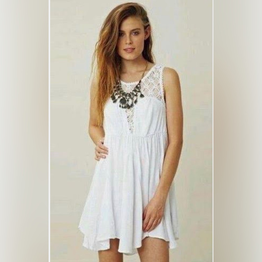 NWT Free People white lace gauze sleeveless mini dress size small